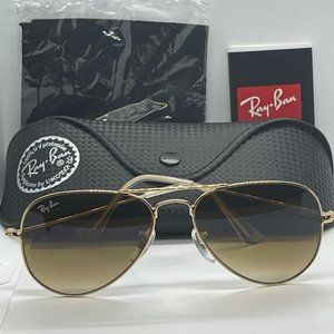 BNWT Authentic Rayban 3025 Gold/Gradient Brown Lens